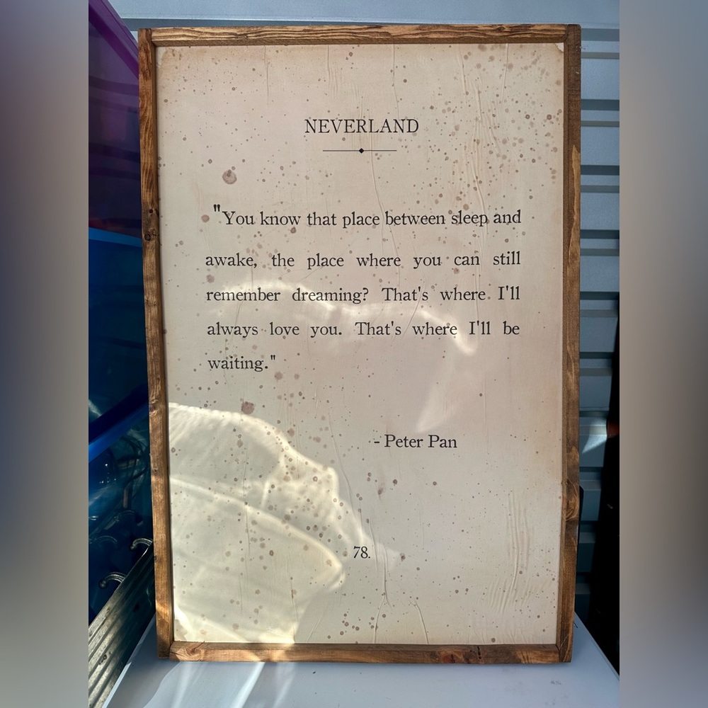 ❌SOLD❌Neverland Quote Book Page Wall Art